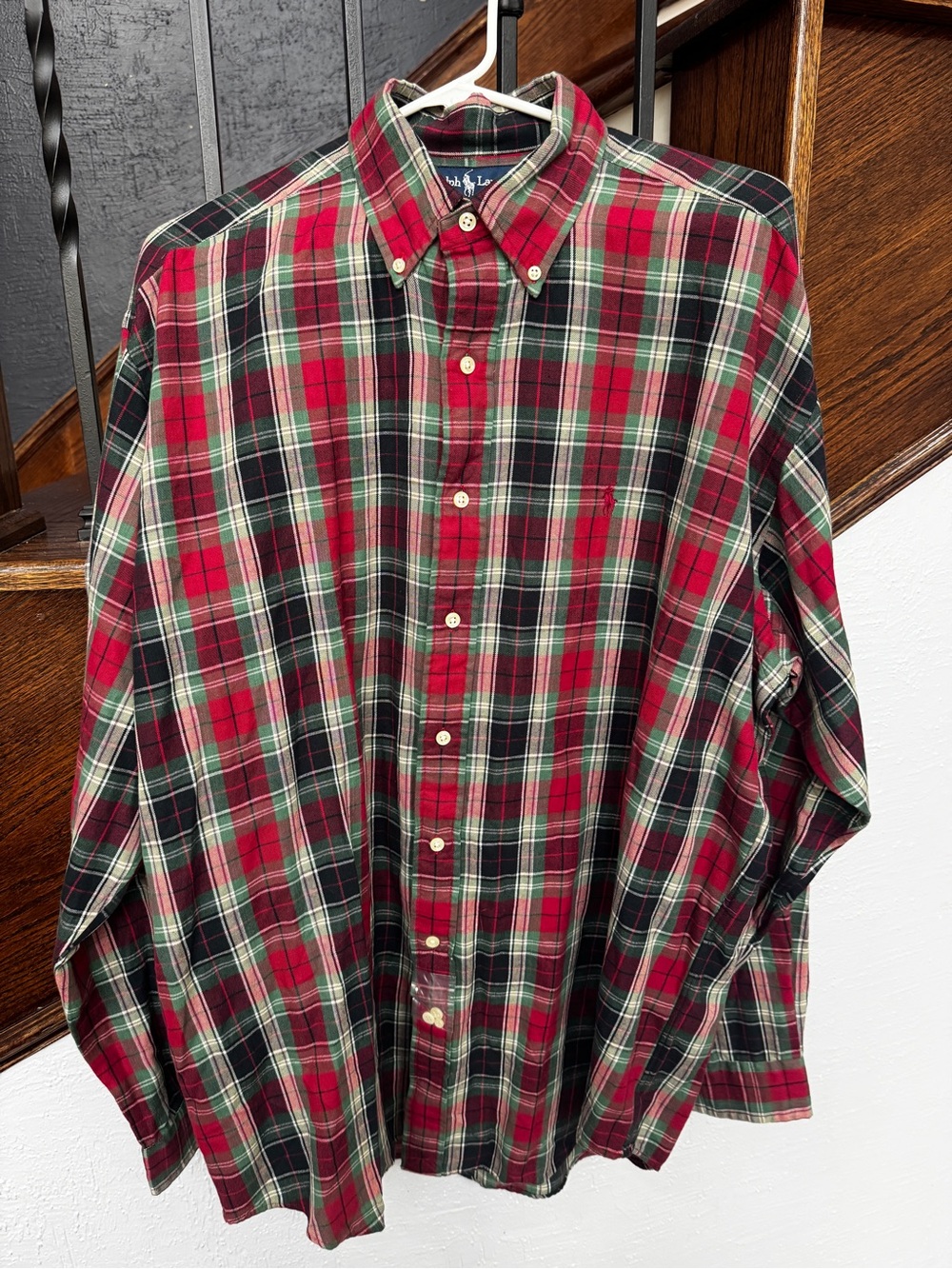 NEW Men’s Large Ralph Lauren Holiday Plaid Blake Button-Down Shirt - Red/Green